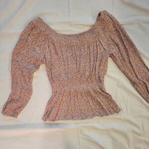 Hippie Rose Pink Floral Baby Doll Top Medium